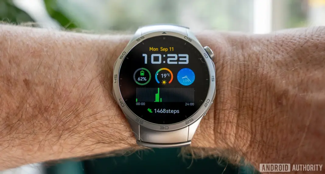 Huawei Watch GT 4 smartwatch activity tracker watchface on wrist