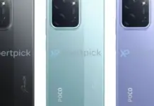 Render resmi Poco C85 menampilkan desain dual-tone dengan modul kamera hitam