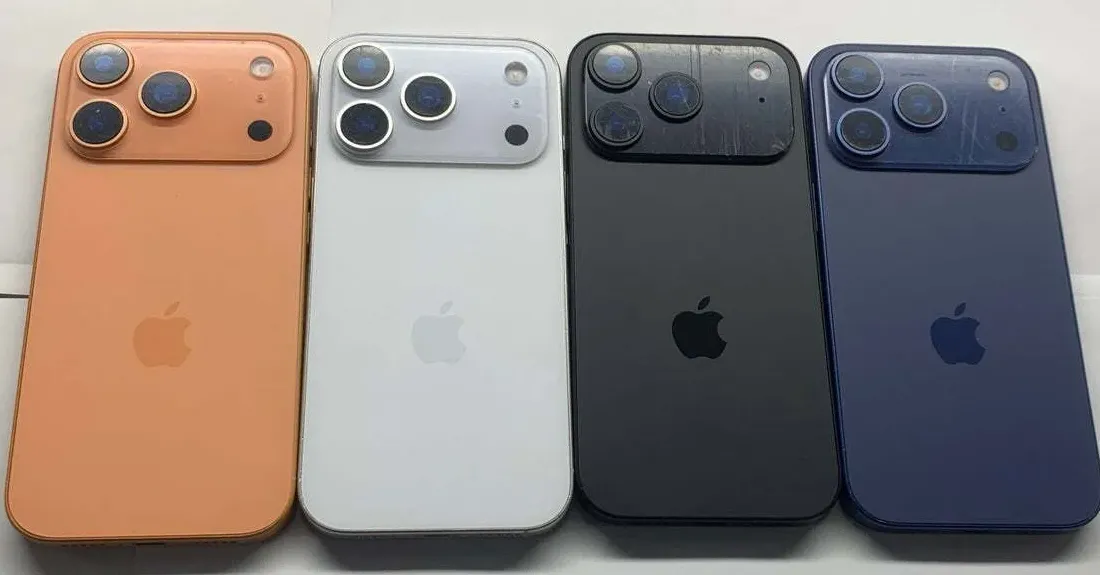 Leaked dummy units of the iPhone 17 Pro, showcasing the redesign.