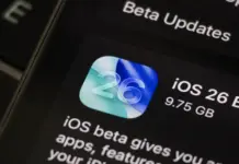 Layar pembaruan iOS 26 Beta di iPhone dengan ukuran unduhan 9,75 GB