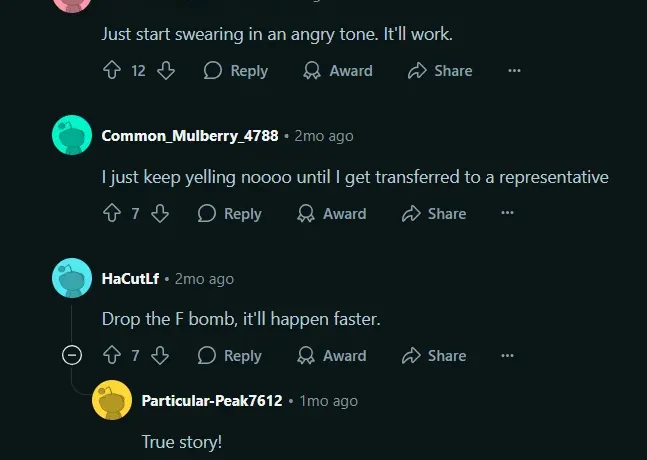 Users share their techniques to connect to a live Verizon customer support agent. | Image credit — Reddit