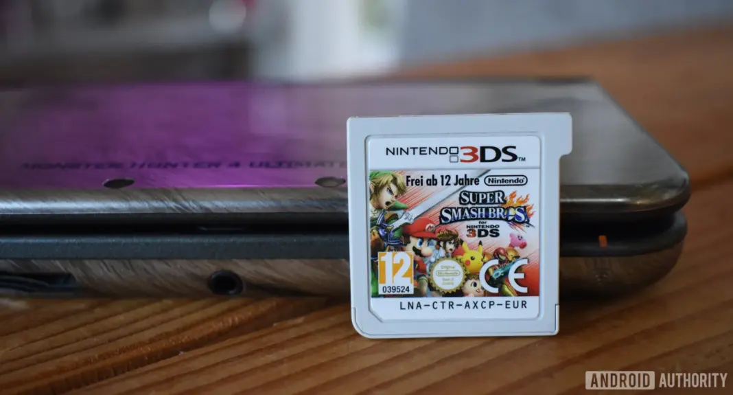 Nintendo 3DS XL dengan game Super Smash Bros yang dijalankan melalui emulator Azahar