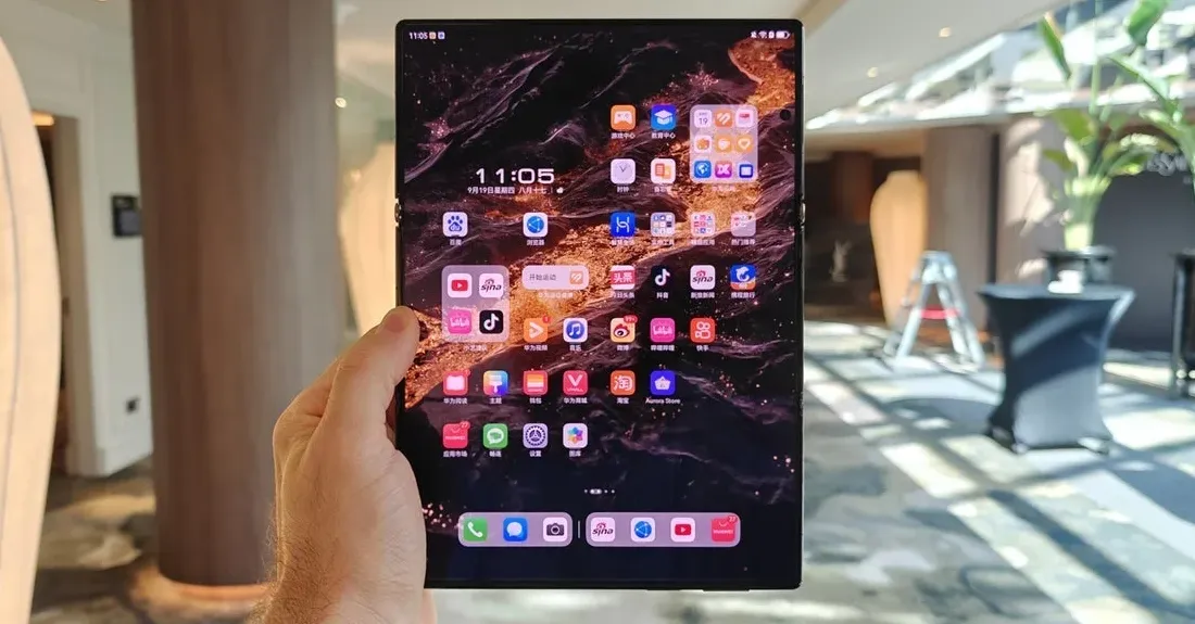The Mate XT Ultimate Design. | Image by PhoneArena - Huawei is betting you'll forget the Galaxy Z tri-fold once you see its cheaper Mate XTs