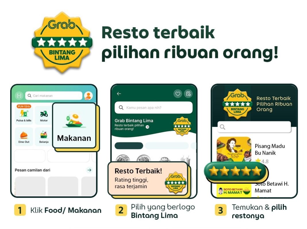 Grab Bintang Lima: Fitur Baru untuk Kuliner Terbaik di GrabFood
