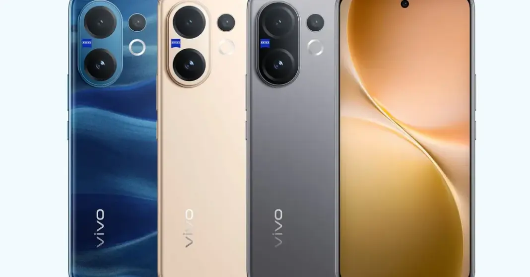 Vivo V60 dan Vivo V50 terletak bersebelahan, menunjukkan desain dan peningkatan fitur terbaru