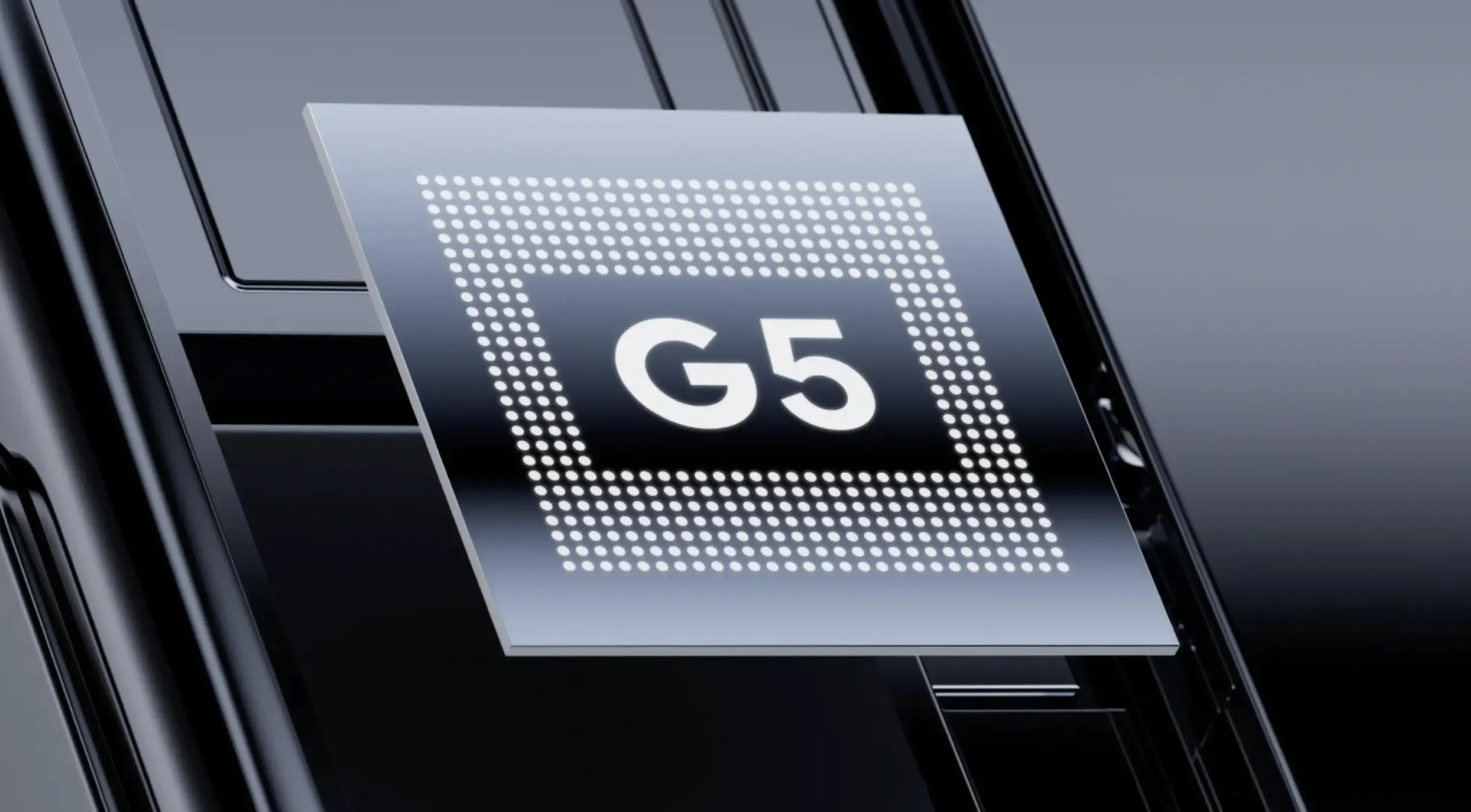 A press render of the Google Tensor G5 chip.