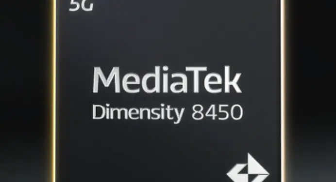 Ilustrasi perbandingan performa chipset MediaTek Dimensity 8450 dengan pesaingnya seperti Snapdragon, Exynos, dan Tensor