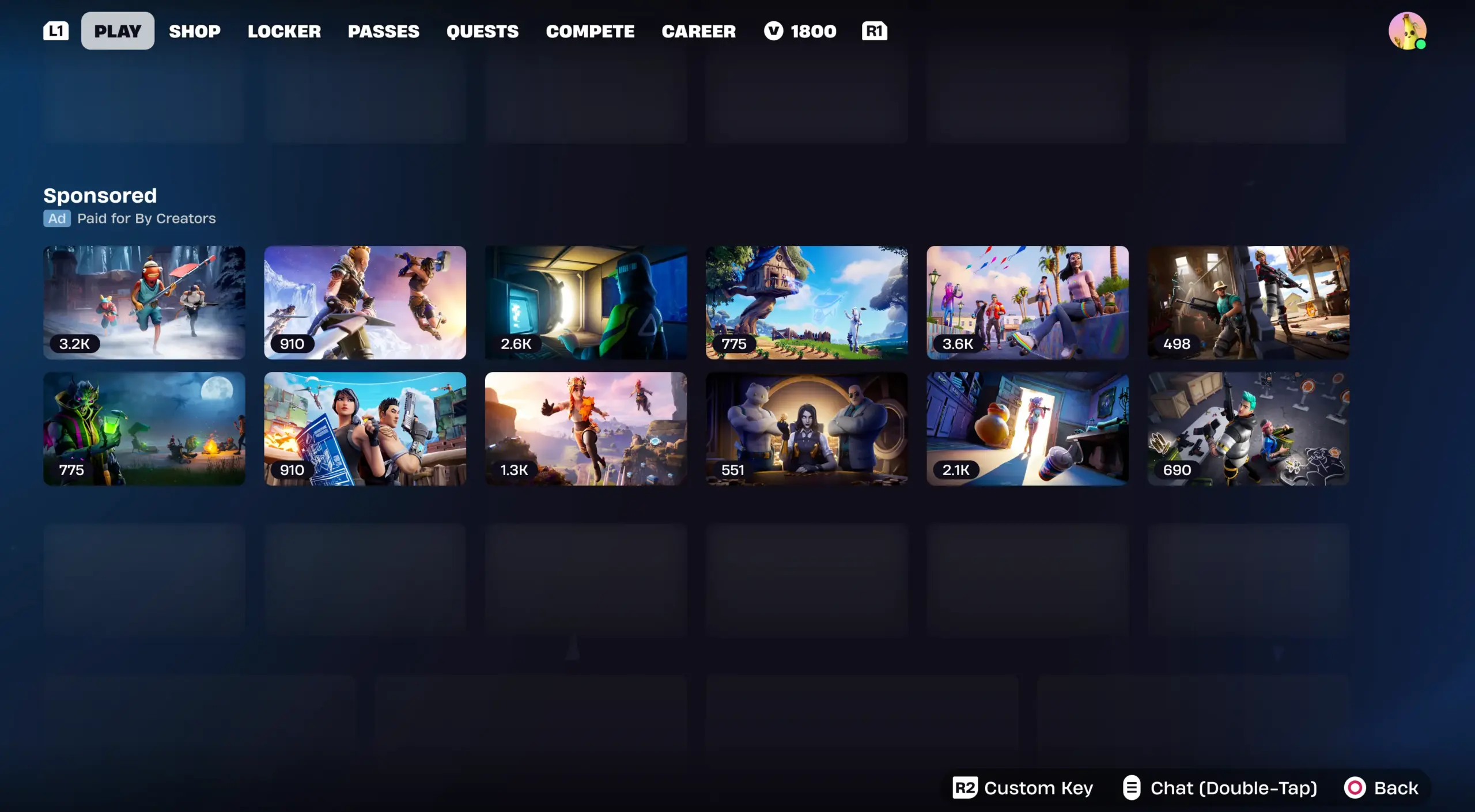 Fortnite sponsored row