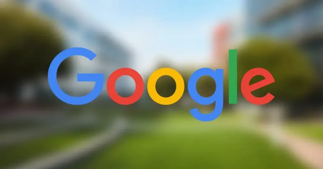 Logo Google dengan latar belakang buram Googleplex