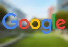 Logo Google dengan latar belakang buram Googleplex