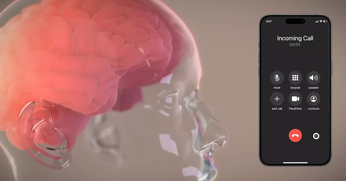 Ilustrasi teknologi implan otak Neuralink yang terhubung ke perangkat komputer
