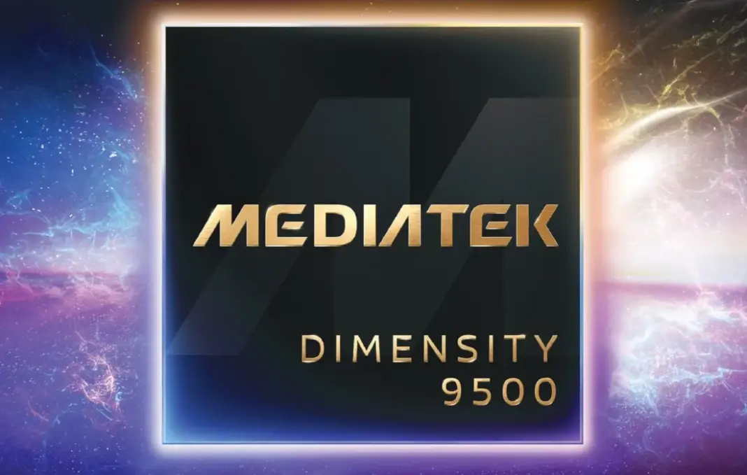Ilustrasi grafis chipset MediaTek Dimensity 9500 dengan highlight pada bagian AI dan GPU