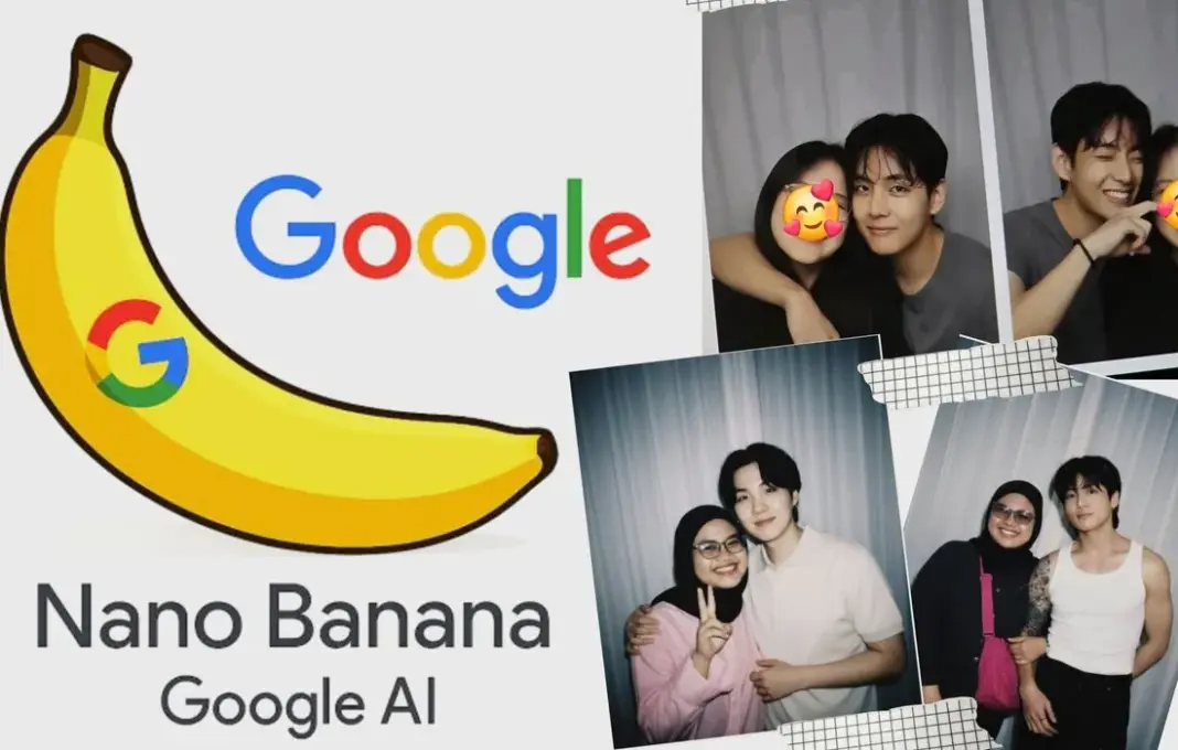 Tutorial membuat foto polaroid dipeluk idol K-Pop menggunakan AI Gemini Nano Banana