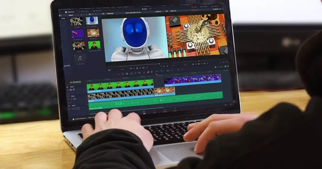 Ilustrasi pembuatan video menggunakan teknologi Artificial Intelligence dengan antarmuka modern
