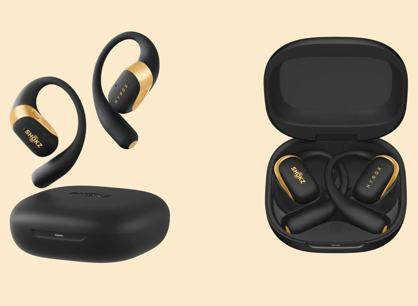 Shokz OpenFit 2 Plus dalam warna hitam dan abu-abu