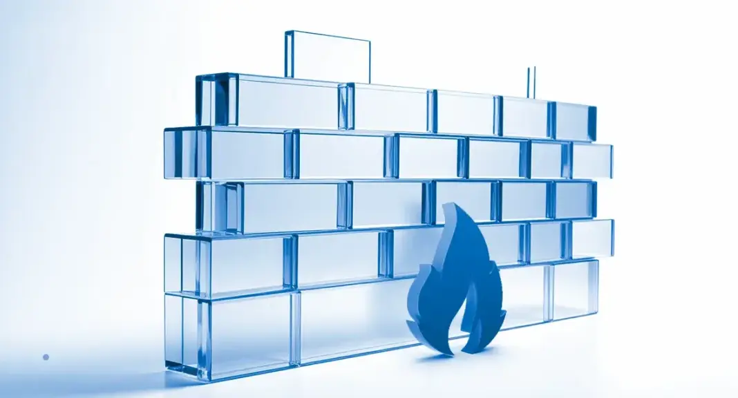 Ilustrasi firewall sebagai sistem keamanan jaringan digital untuk melindungi bisnis dari ancaman siber