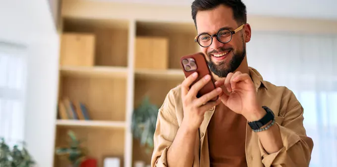 A person using an iPhone.