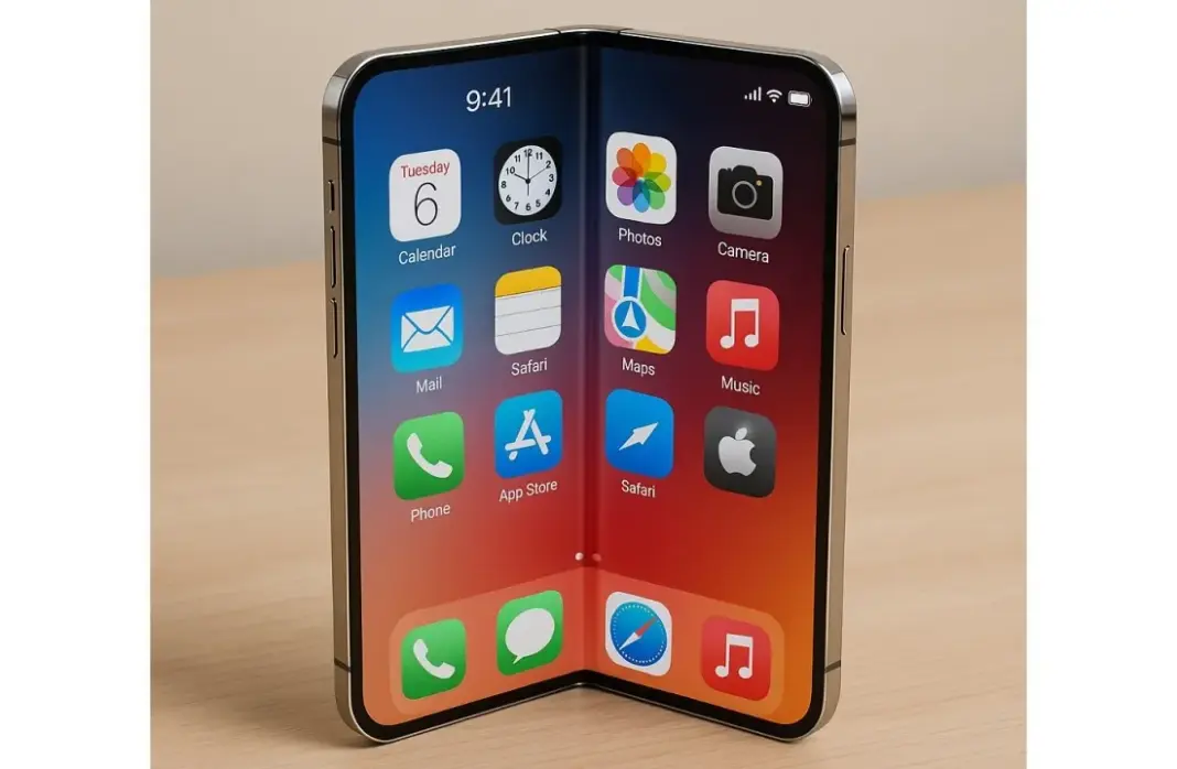 Ilustrasi iPhone Fold Apple dengan rangka kombinasi titanium dan aluminium