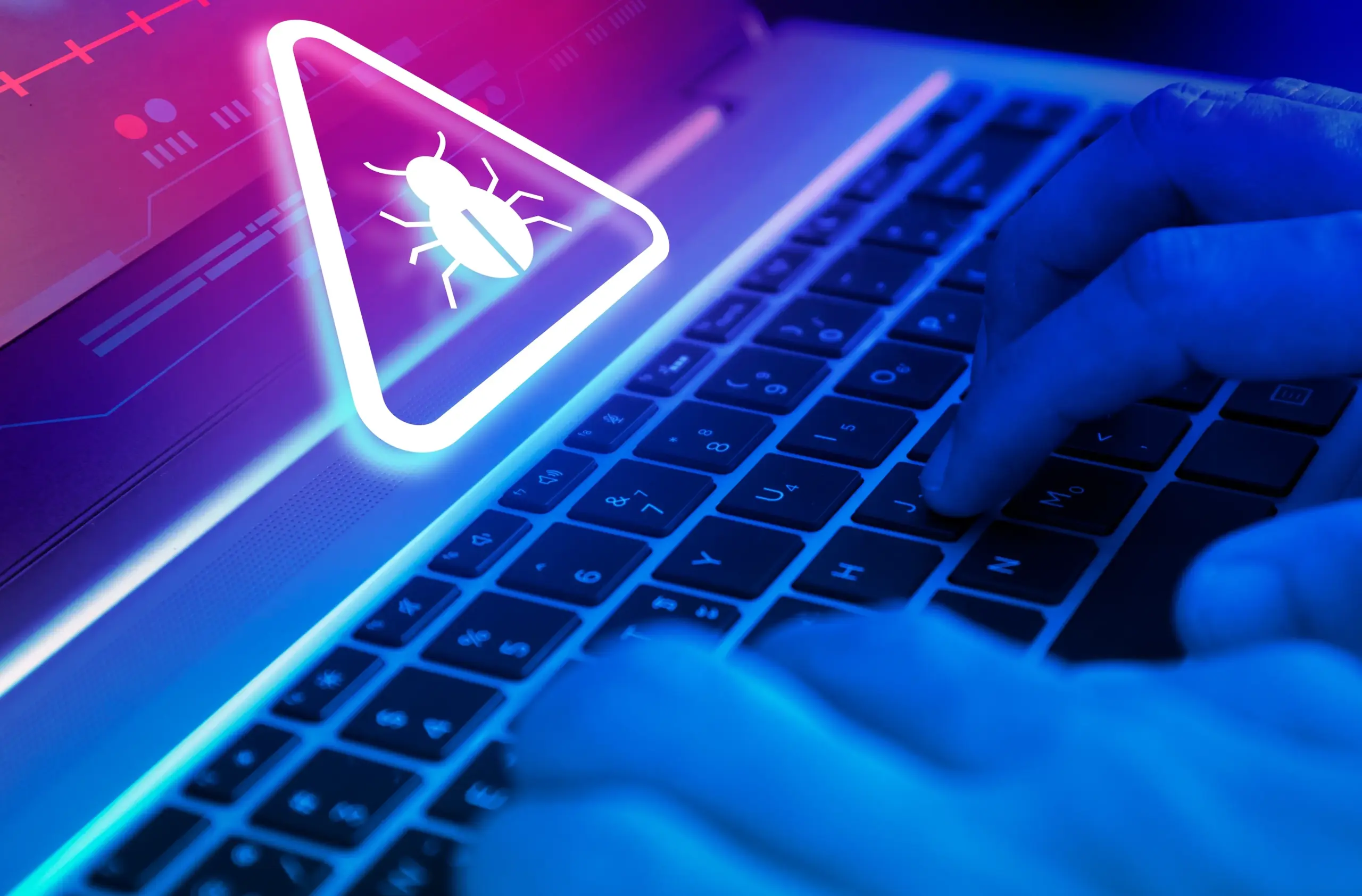 Malware attack virus alert , malicious software infection , cyber security awareness training to protect business