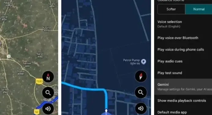 Ikon Gemini menggantikan Google Assistant di aplikasi Google Maps Android dengan antarmuka navigasi yang diperbarui