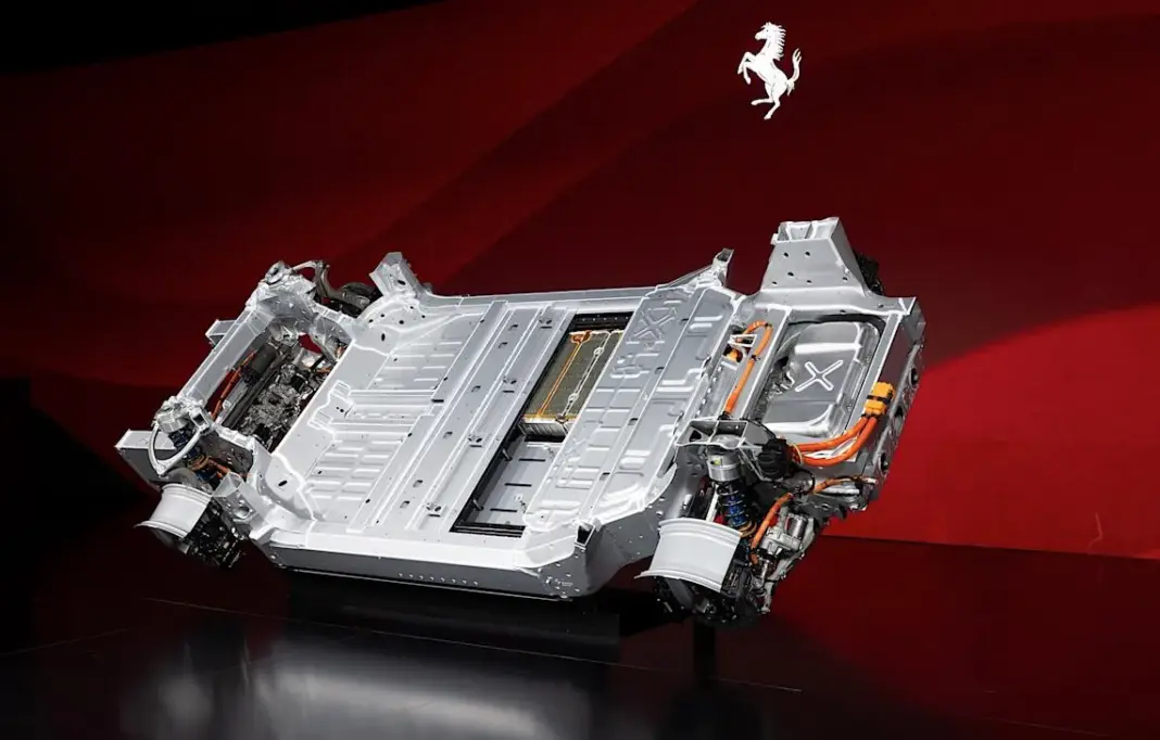 Sasis, paket baterai, dan modul untuk Ferrari Elettrica - mobil listrik pertama Ferrari