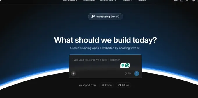 Bolt.new website interface