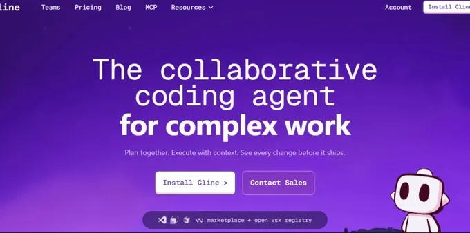 Cline website interface