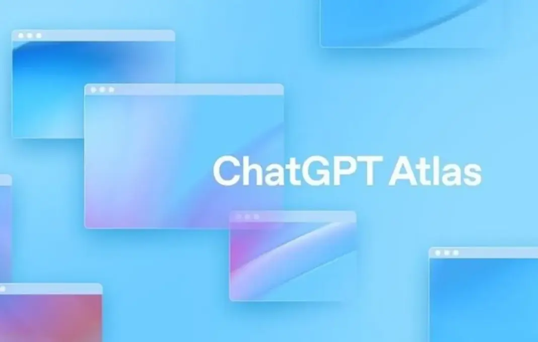 Ilustrasi browser AI ChatGPT Atlas di perangkat macOS dengan tampilan modern