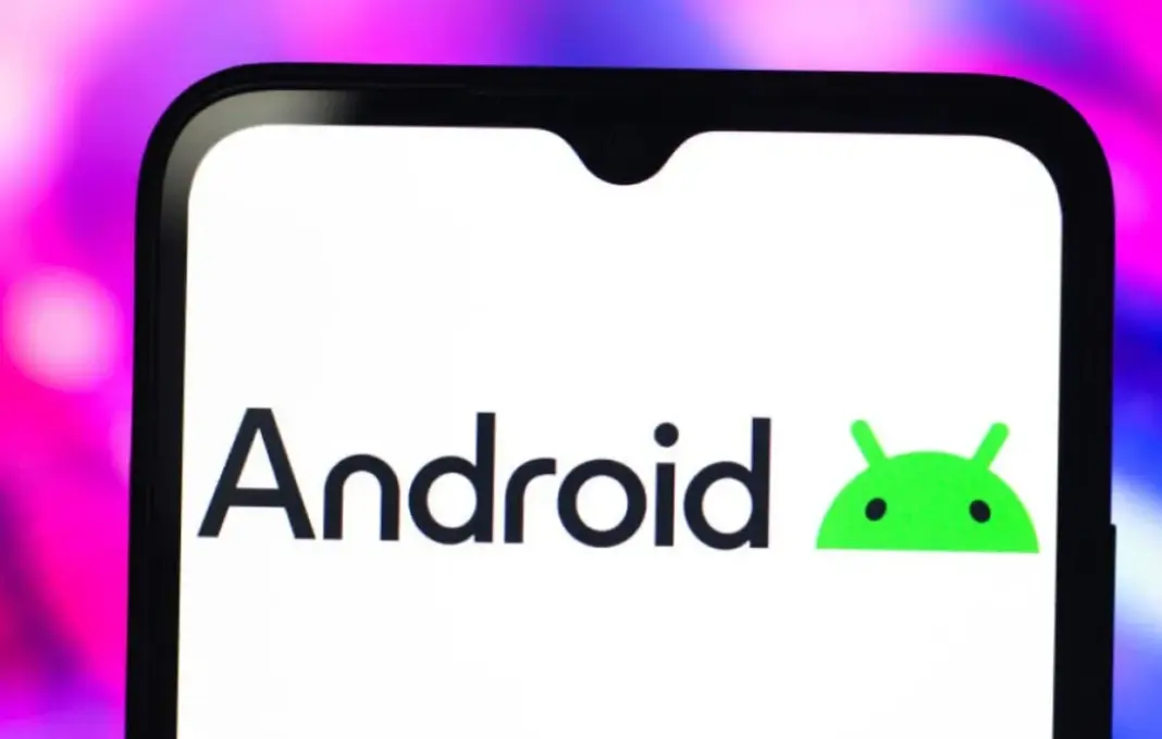 Ilustrasi sistem operasi Android dengan logo Android dan perangkat mobile Xiaomi