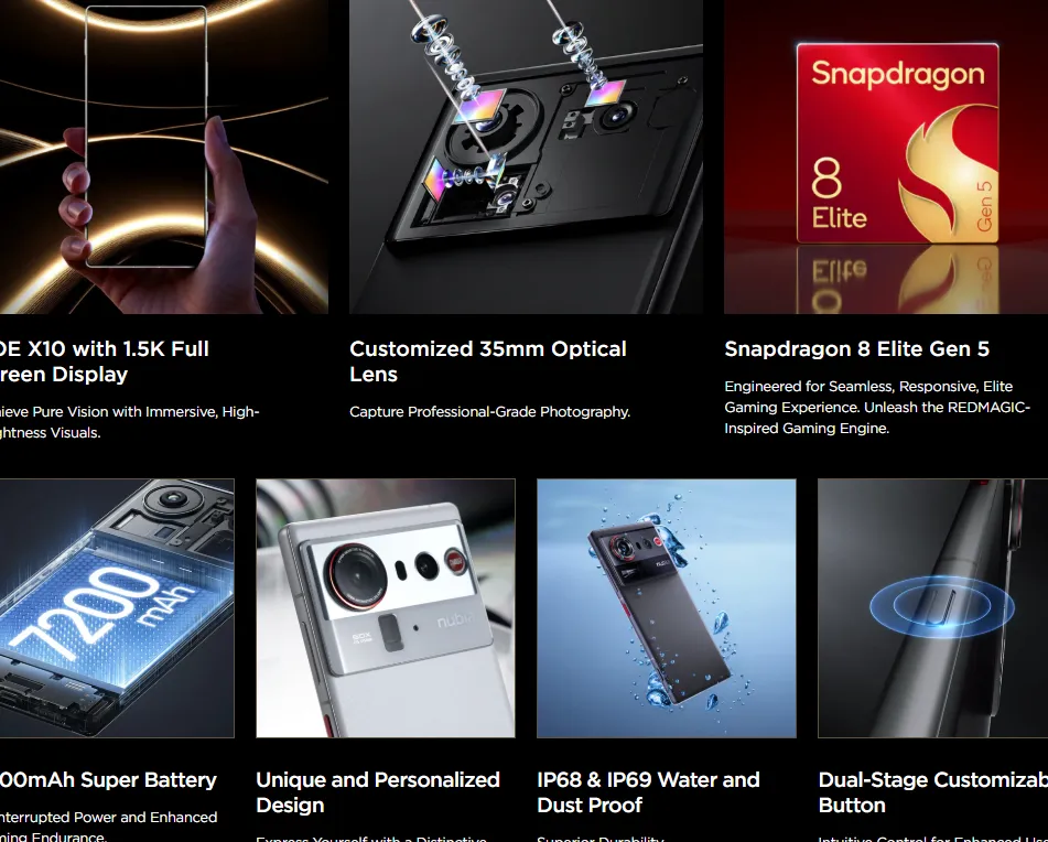 A bunch of Nubia-related specs.