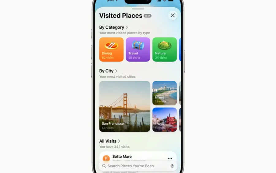Apple Maps visited places