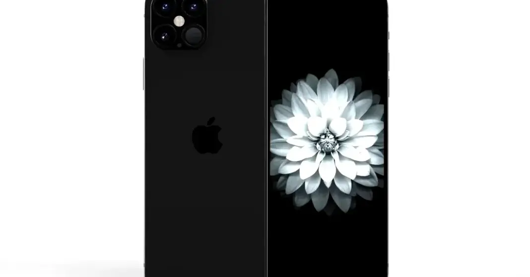 Konsep render iPhone lipat dengan layar terbuka dan antarmuka iOS