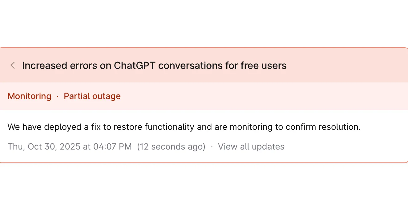 ChatGPT Fix deployed