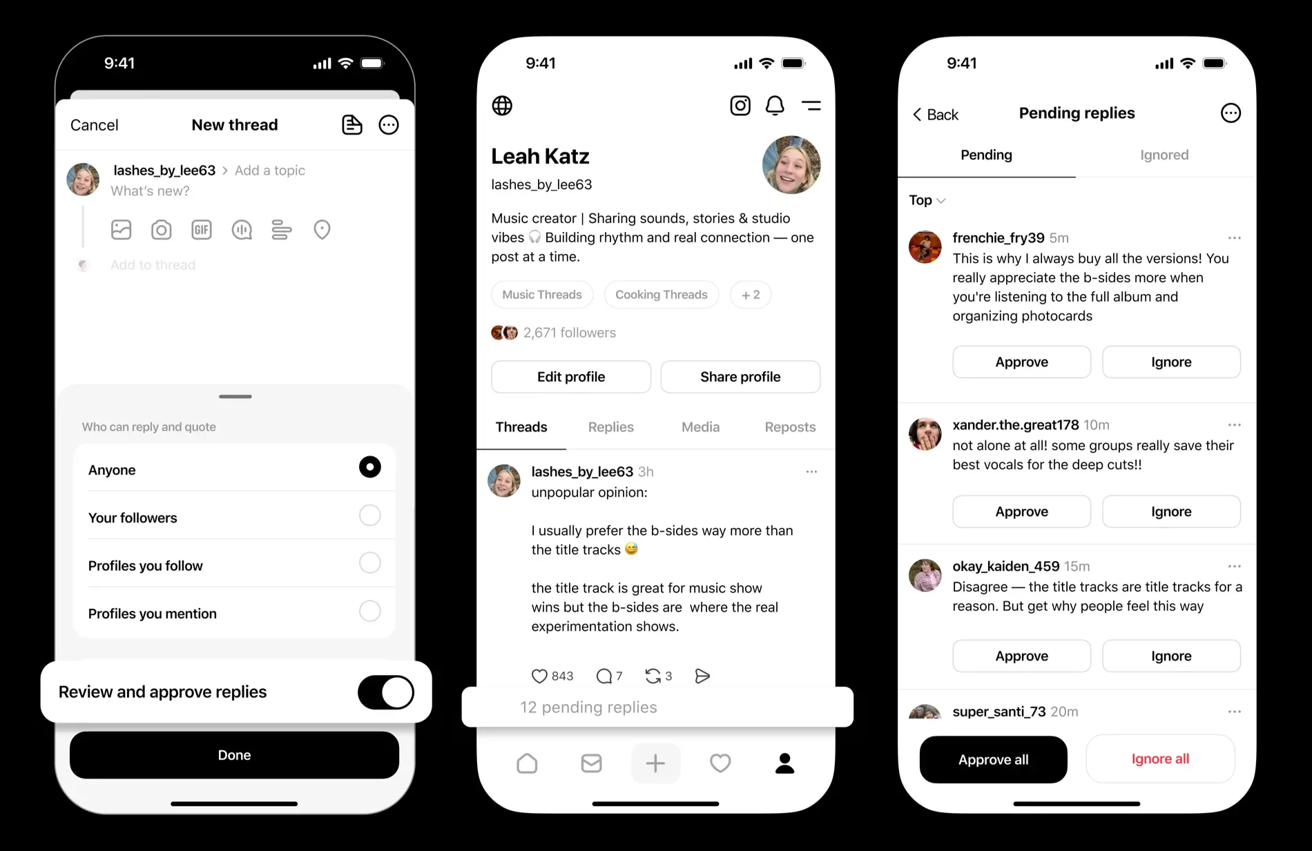 Threads reply approvals