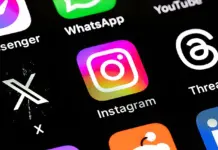 Ilustrasi tampilan smartphone dengan aplikasi Instagram terbuka menunjukkan menu keamanan akun