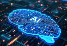 Ilustrasi kecerdasan buatan dan machine learning Awan Pintar menganalisis data keamanan siber Indonesia