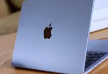 Ilustrasi MacBook Air M4 dengan desain tipis dan ringan