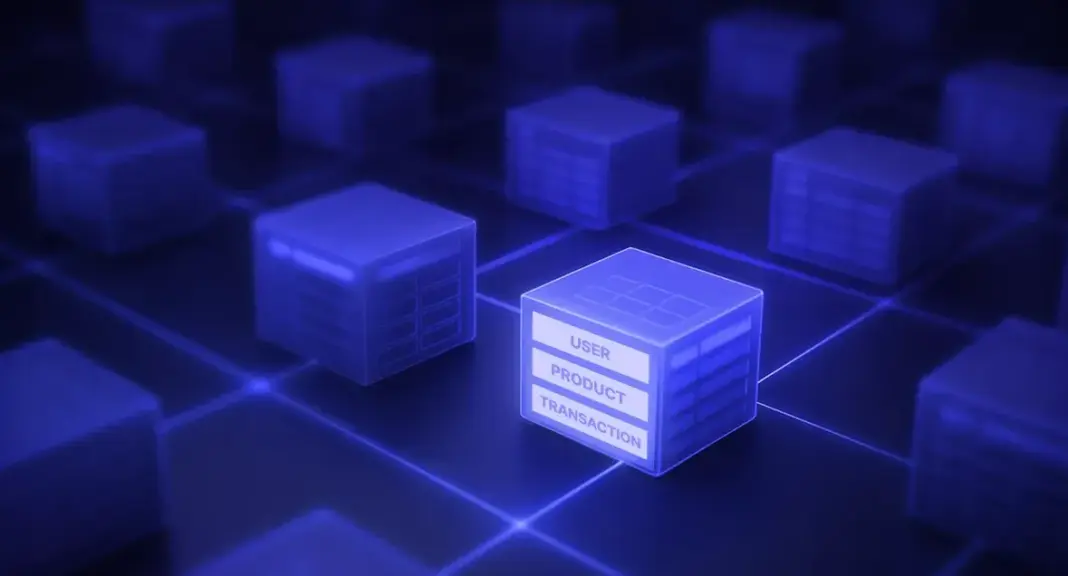 Ilustrasi struktur relational database menunjukkan tabel, kolom, baris, dan hubungan antar data dengan diagram yang jelas