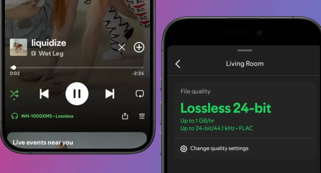 Pengaturan Spotify Lossless pada iPhone dengan label Lossless terlihat jelas di layar