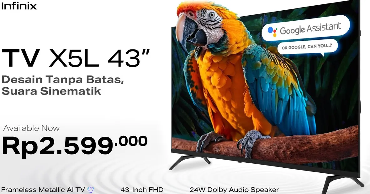 Tampilan interface Google TV 5.0 pada Infinix Smart TV X5L