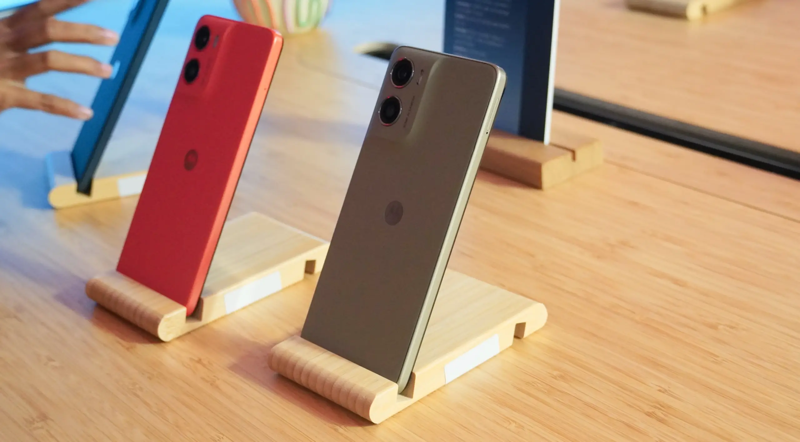 The Motorola Moto G06 and G06 Power in the hand and on display at IFA 2025