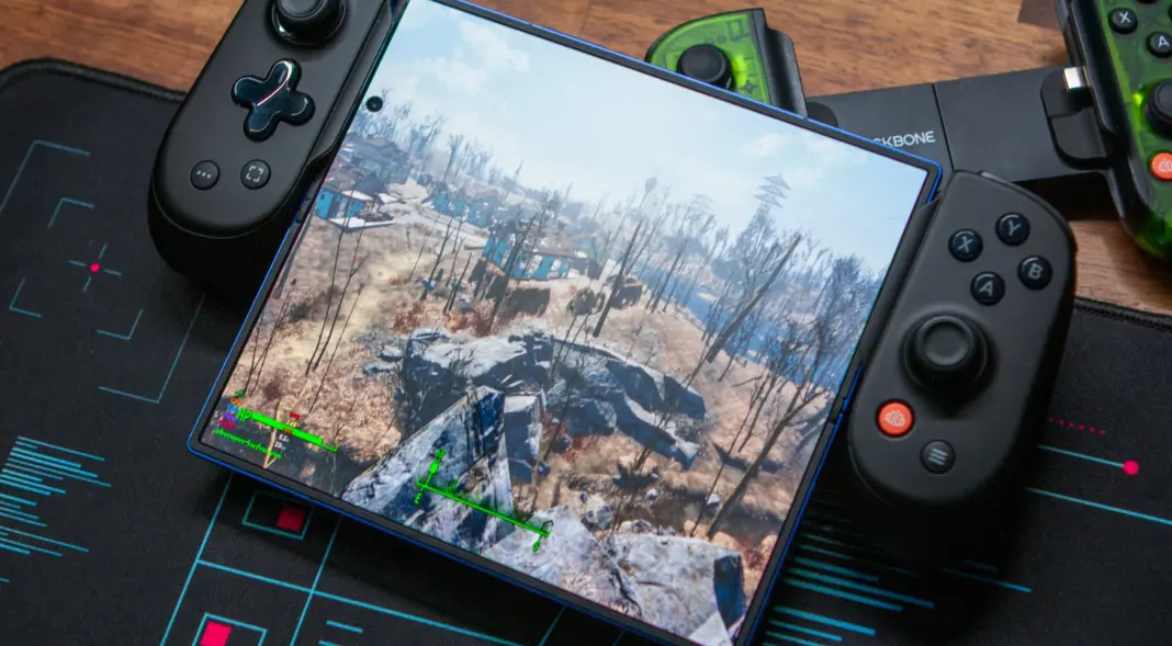 Fallout 4 berjalan di Samsung Galaxy Z Fold 7 melalui GameHub dengan teknologi kompatibilitas Windows di Android