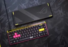 ROG Falchion Ace HFX ZywOo Edition, Keyboard Gaming Khusus untuk Fans CS2 Keyboard gaming ROG Falchion Ace HFX ZywOo Edition dengan tombol WASD magenta dan signature ZywOo di spacebar