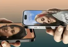 Dua iPhone dalam posisi screen to screen menampilkan interface transfer file AirDrop antara perangkat Apple