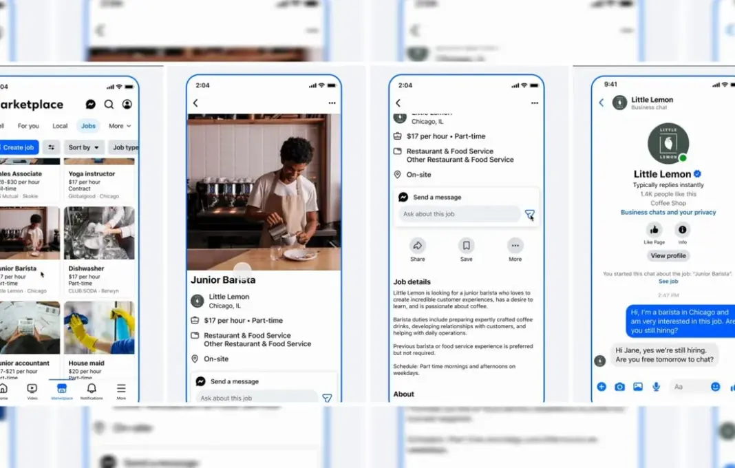 Ilustrasi cara mengakses fitur Jobs di Facebook Marketplace untuk transaksi yang lebih aman