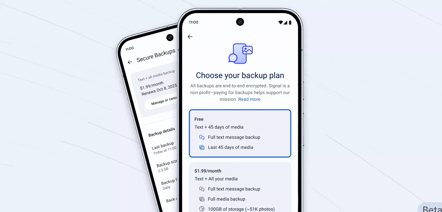 Signal's chat backup feature is now available on iOS. | Image credit – Signal - This private chat app is extending one of its most requested features to iOS