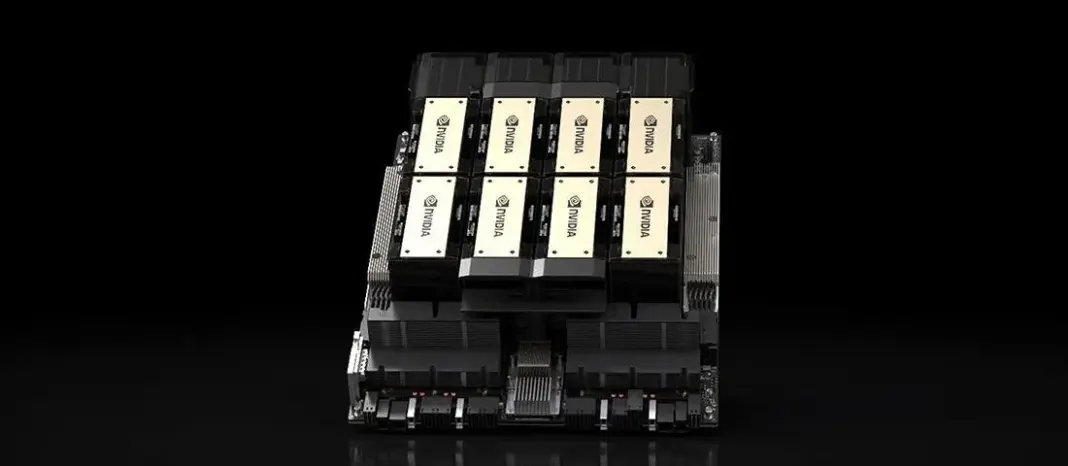 Ilustrasi chip prosesor Nvidia H200 dengan latar belakang teknologi AI dan peta dunia yang menyoroti rute AS-China