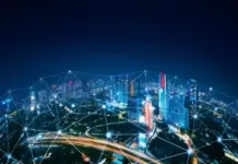 Ilustrasi konsep smartphone masa depan dengan kecerdasan buatan (AI) dan robotik, merepresentasikan tren smartphone 2026.