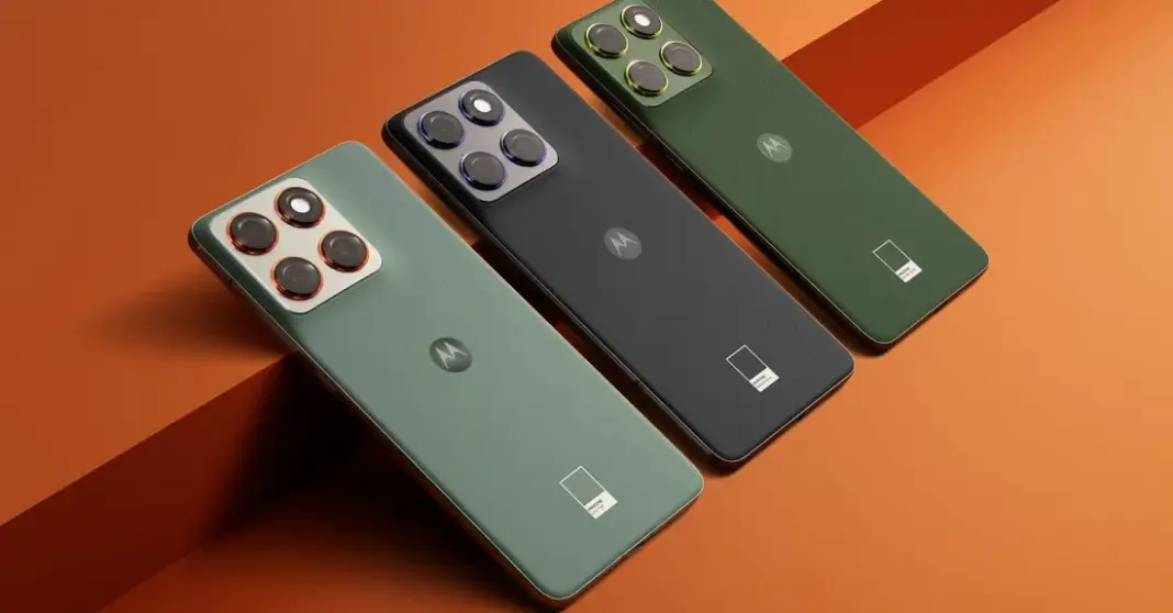 Motorola Edge 70 smartphone dengan desain tipis dan ringan dalam tiga pilihan warna Pantone.