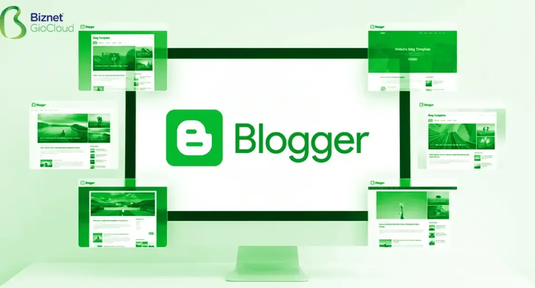 Ilustrasi perbandingan tampilan blog dengan template sederhana dan template blogger premium yang modern serta responsif di berbagai perangkat.